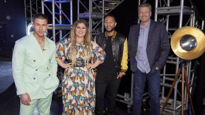 THE VOICE -- "Knockout Rounds" Episode 2010 -- Pictured: (l-r) Nick Jonas, Kelly Clarkson, John Legend, Blake Shelton -- (Photo by: Trae Patton/NBC)