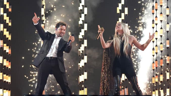 2021 LATIN AMERICAN MUSIC AWARDS -- "Show" -- Pictured: David Bisbal and Carrie Underwood at the BB&T Center in Sunrise, FL on April 15, 2021 -- (Photo by: Alexander Tamargo/Telemundo)