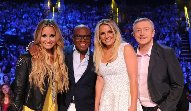 THE X FACTOR: L-R: Judges Demi Lovato, L.A. Reid, Britney Spears and Louis Walsh (filling in for Simon Cowell) at THE X FACTOR: CR: Ray Mickshaw / FOX