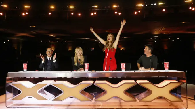 AMERICA'S GOT TALENT -- Episode 1604 -- Pictured: (l-r) Howie Mandel, Heidi Klum, Sofia Vergara, Simon Cowell -- (Photo by: Trae Patton/NBC)