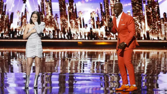 AMERICA'S GOT TALENT -- "Quarterfinals Results 2" Episode 1612 -- Pictured: (l-r) Tory Vagasy, Terry Crews -- (Photo by: Trae Patton/NBC)