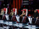 THE VOICE -- "Blind Auditions" -- Pictured: (l-r) Kelly Clarkson, John Legend, Ariana Grande, Blake Shelton -- (Photo by: Trae Patton/NBC)