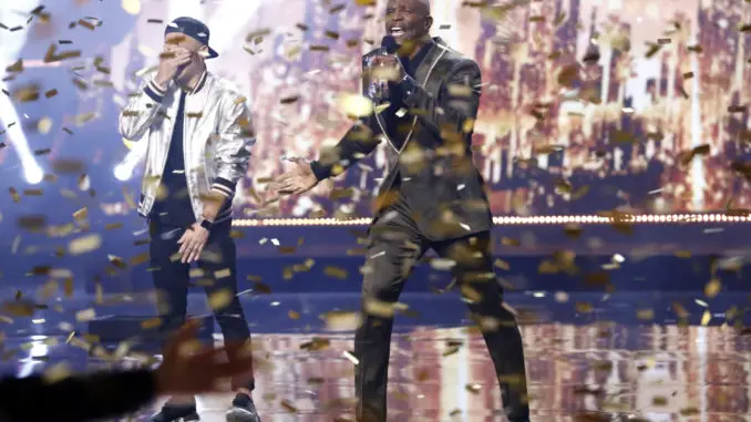 AMERICA'S GOT TALENT -- “Finale Results” Episode 1620 -- Pictured: (l-r) Dustin Tavella, Terry Crews -- (Photo by: Trae Patton/NBC)