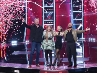 THE VOICE -- “Blind Auditions” Episode 2106 -- Pictured: (l-r) Blake Shelton, Kelly Clarkson, Ariana Grande, John Legend -- (Photo by: Tyler Golden/NBC)