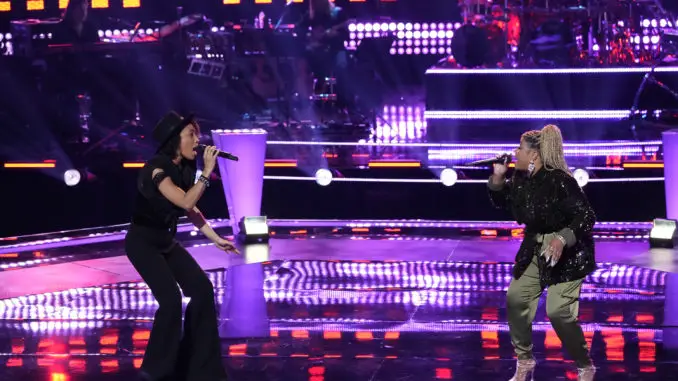 THE VOICE -- “Battle Rounds” Episode 2108 -- Pictured: (l-r) Samara Brown, BrittanyBree -- (Photo by: Greg Gayne/NBC)