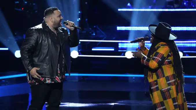 THE VOICE -- “Battle Rounds” Episode 2107 -- Pictured: (l-r) Jeremy Rosado, Jershika Maple -- (Photo by: Greg Gayne/NBC)