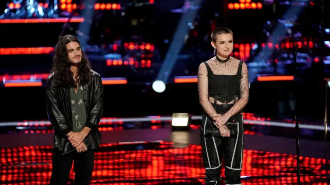 THE VOICE -- “Knockout Rounds” Episode 2112 -- Pictured: (l-r) David Vogel, Ryleigh Plank -- (Photo by: Elizabeth Morris/NBC)