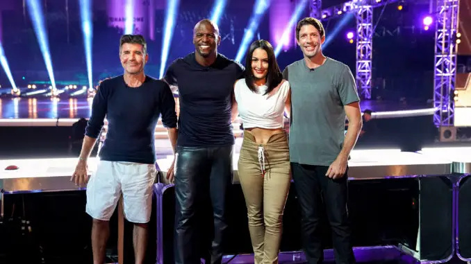 AMERICA'S GOT TALENT: EXTREME -- "First Look" -- Pictured: (l-r) Simon Cowell, Terry Crews, Nikki Bella, Travis Pastrana -- (Photo by: Eliza Morris/NBC)