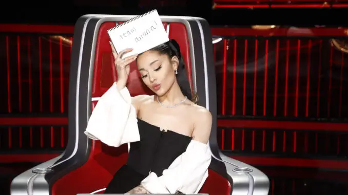 THE VOICE -- "Live Top 8 Results" Episode 2118B -- Pictured: Ariana Grande -- (Photo by: Trae Patton/NBC)
