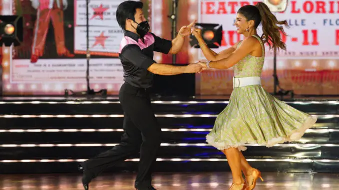 DANCING WITH THE STARS - “Elvis Night” – The 15 remaining couples “Can’t Help Falling in Love” with Elvis this week as they take on all-new dance styles to music by The King of Rock ‘n’ Roll. Week two of the mirorrball competition will stream live MONDAY, SEPT. 26 (8:00pm ET / 5:00pm PT), on Disney+. (ABC/Christopher Willard) PASHA PASHKOV, TERESA GIUDICE