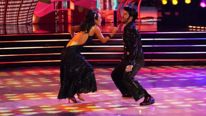 DANCING WITH THE STARS - “Elvis Night” – The 15 remaining couples “Can’t Help Falling in Love” with Elvis this week as they take on all-new dance styles to music by The King of Rock ‘n’ Roll. Week two of the mirorrball competition will stream live MONDAY, SEPT. 26 (8:00pm ET / 5:00pm PT), on Disney+. (ABC/Christopher Willard) KOKO IWASAKI, VINNY GUADAGNINO