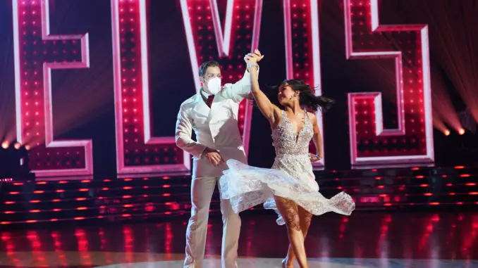  DANCING WITH THE STARS - “Elvis Night” – The 15 remaining couples “Can’t Help Falling in Love” with Elvis this week as they take on all-new dance styles to music by The King of Rock ‘n’ Roll. Week two of the mirorrball competition will stream live MONDAY, SEPT. 26 (8:00pm ET / 5:00pm PT), on Disney+. (ABC/Christopher Willard) JOSEPH BAENA, ALEXIS WARR