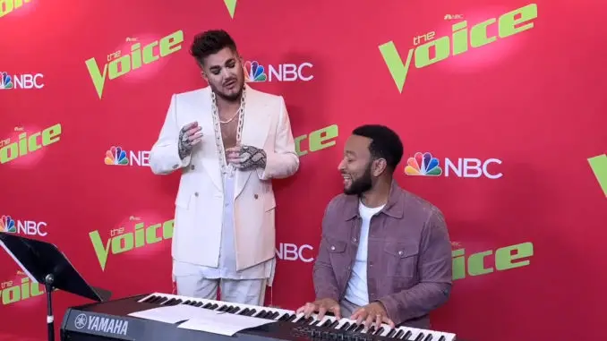 The Voice's John Legend and Adam Lambert chat and sing Culture Club's "Do You Really Want to Hurt Me"