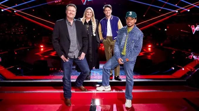 The Voice 23 Knockouts Blake Shelton, Kelly Clarkson, Niall Horan, Chance the Rapper