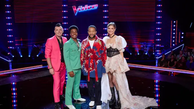 The Voice 25 - Bryan Olesen, Nathan Chester, John Legend, Zoe Levert