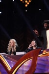 THE MASKED SINGER: L-R: Panelists: Robin Thicke, Jenny McCarthy, Ken Jeong, guest panelist J. B.  Smoove and panelist Nicole Scherzinger in the “All Together Now” episode of THE MASKED SINGER airing Wednesday, Feb. 13 (9:00-10:00 PM ET/PT) on FOX. Cr: Michael Becker / FOX.
